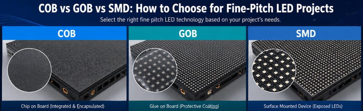 COB vs GOB vs SMD: How to Choose for Fine-Pitch LED Projects