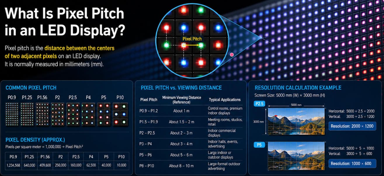 Pixel Pitch in an LED Display